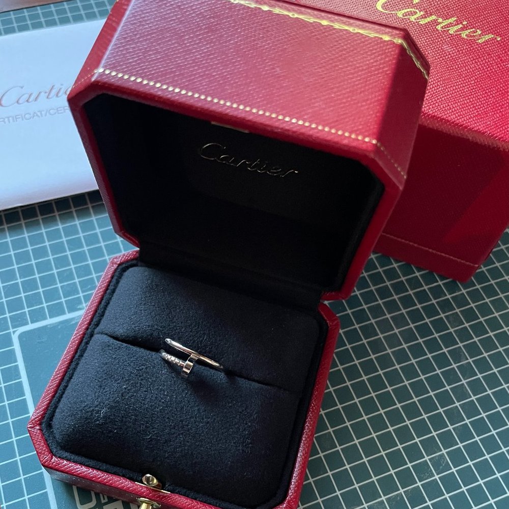 Cartier Small Model White Gold Juste un Clou ring, size 50